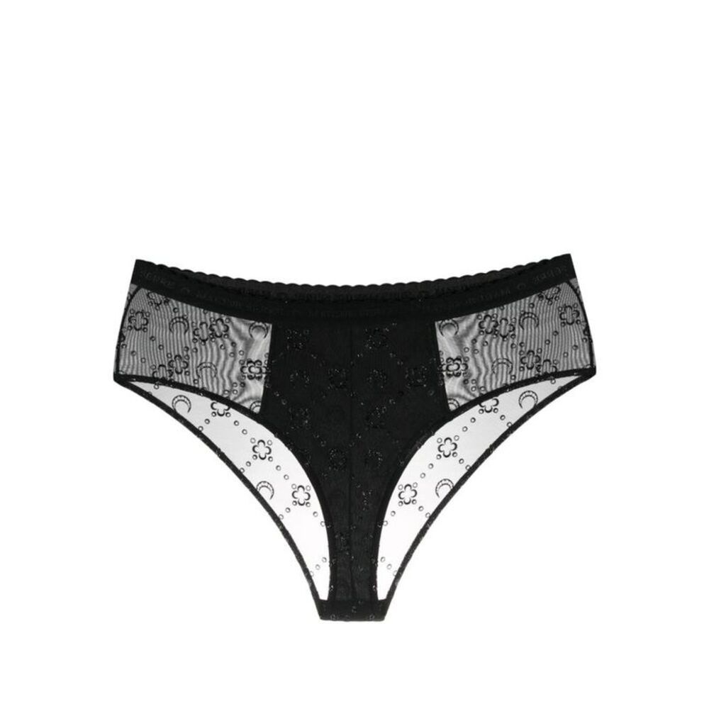 MARINE SERRE Moon Print Lace Briefs Women BLACK Underwear